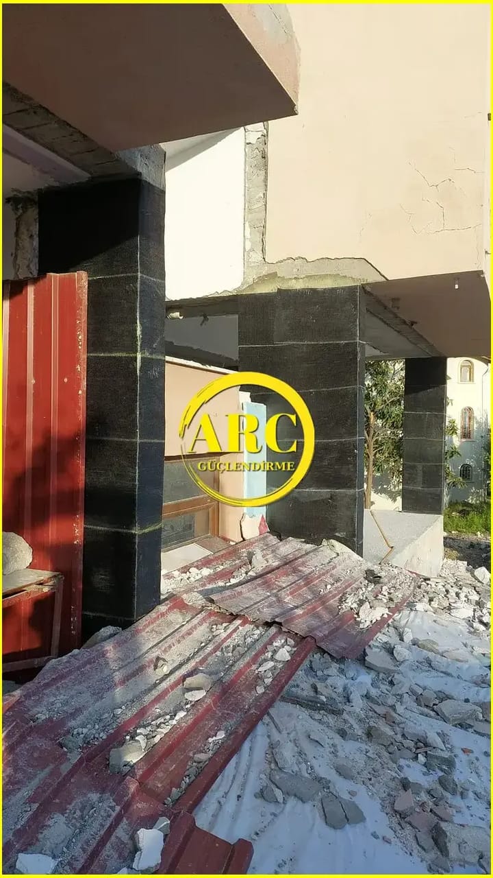 Ankara'da tamamlanmis CFRP kolon guclendirme projesi goruntusu