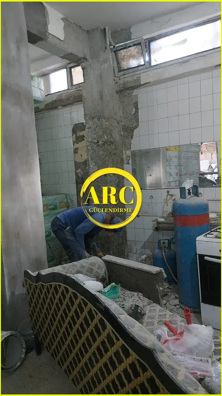 Bodrumda CFRP plaka ile yapisal guclendirme uygulamasi