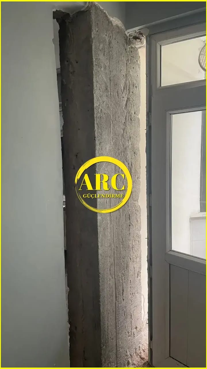 Canakkale'de karbon fiber ile kolon guclendirme uygulamasi detay goruntusu