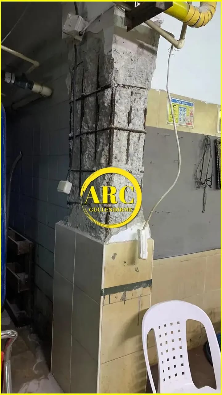 Denizli Merkez ilcesinde karbon fiber kolon guclendirme uygulamasi