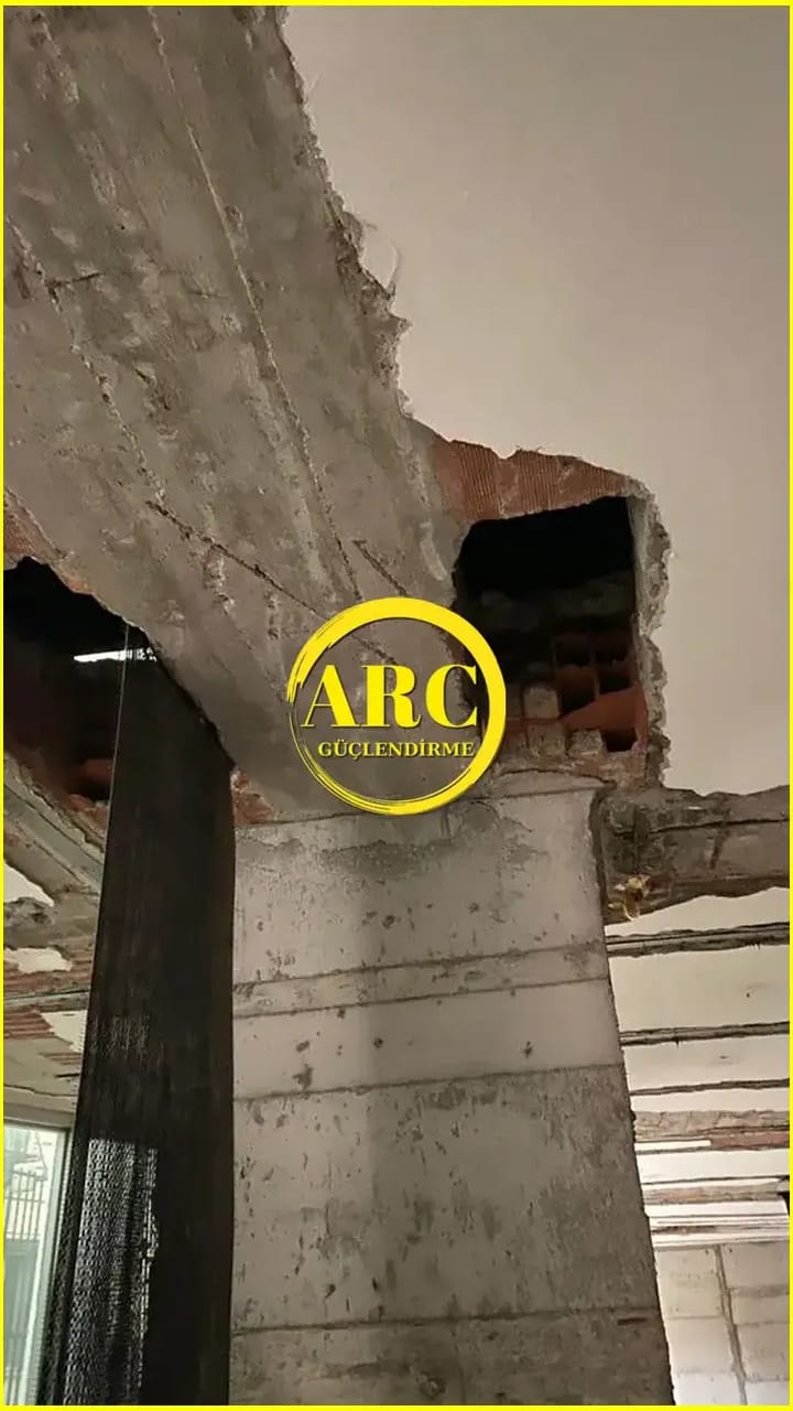 Erzurum'da CFRP ile kolon guclendirme projesi detay gorunumu