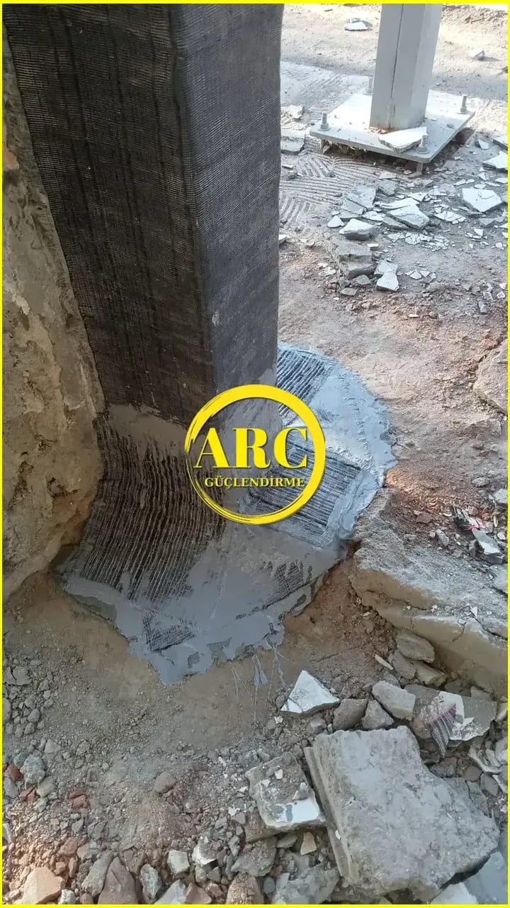 Esenler bolgesinde kolonlara elyaf ile yapisal guclendirme