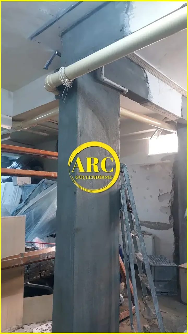 Gaziantep'te yapilan kolon guclendirme CFRP uygulama ornegi