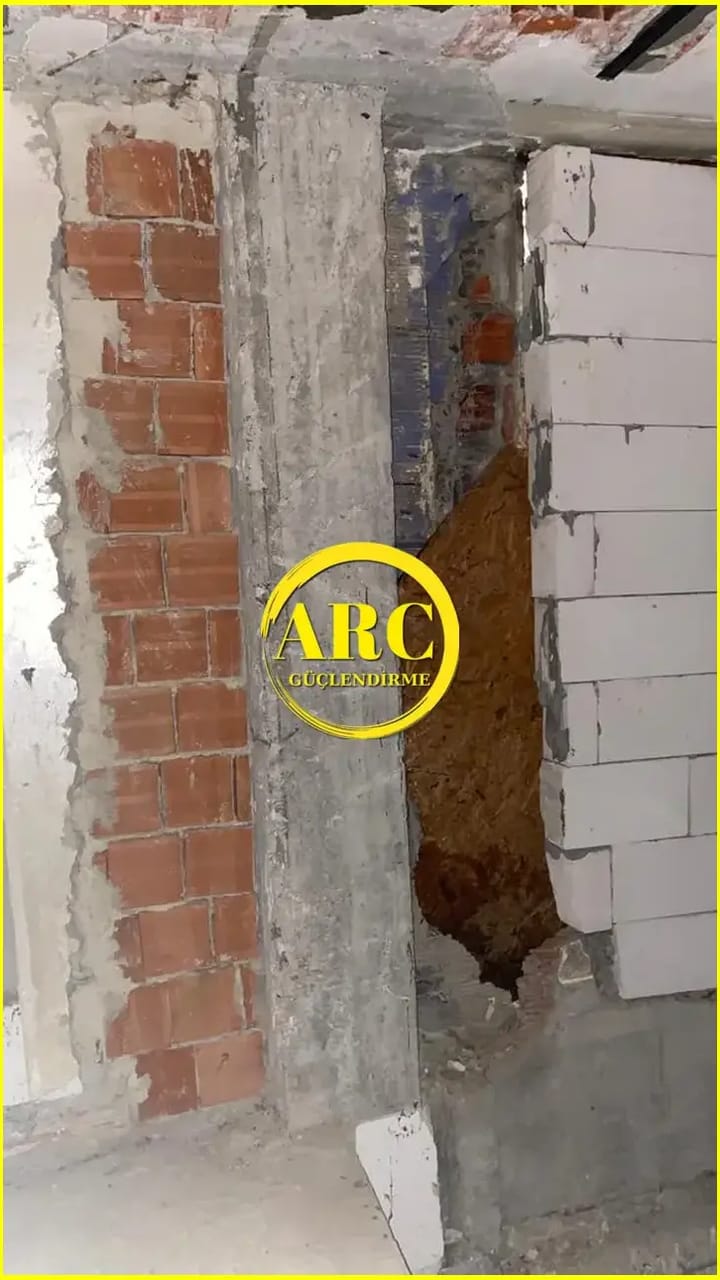 Isparta betonarme yapida CFRP plaka montaj islemi