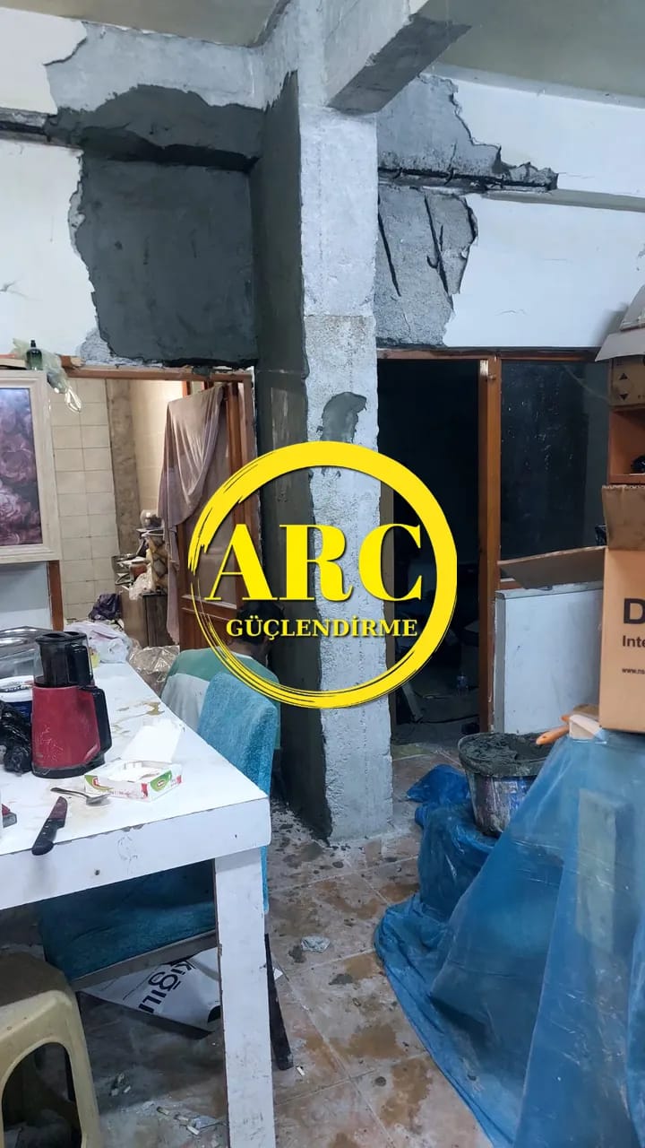 İstanbul Beşiktaş'ta FRP kumaş ile kiriş kesme güçlendirme çalışması