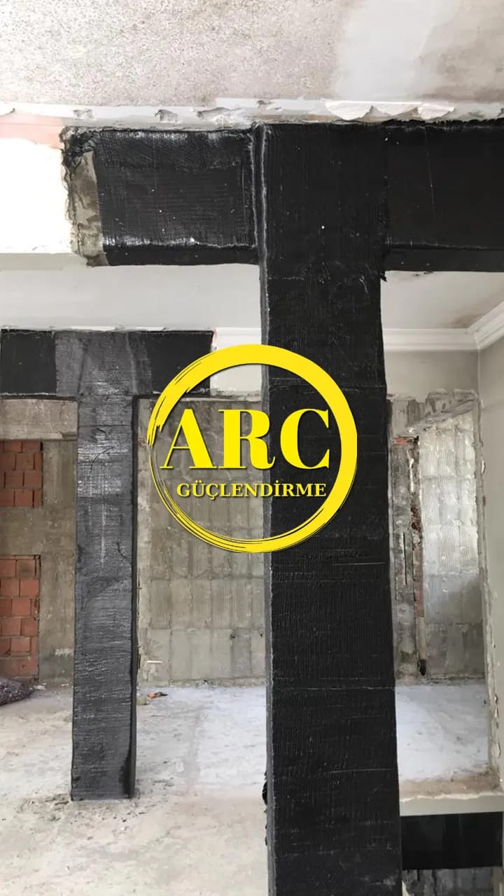 İzmir'de CFRP epoksi ile kolon sargılama sonrası tamamlanmış güçlendirme