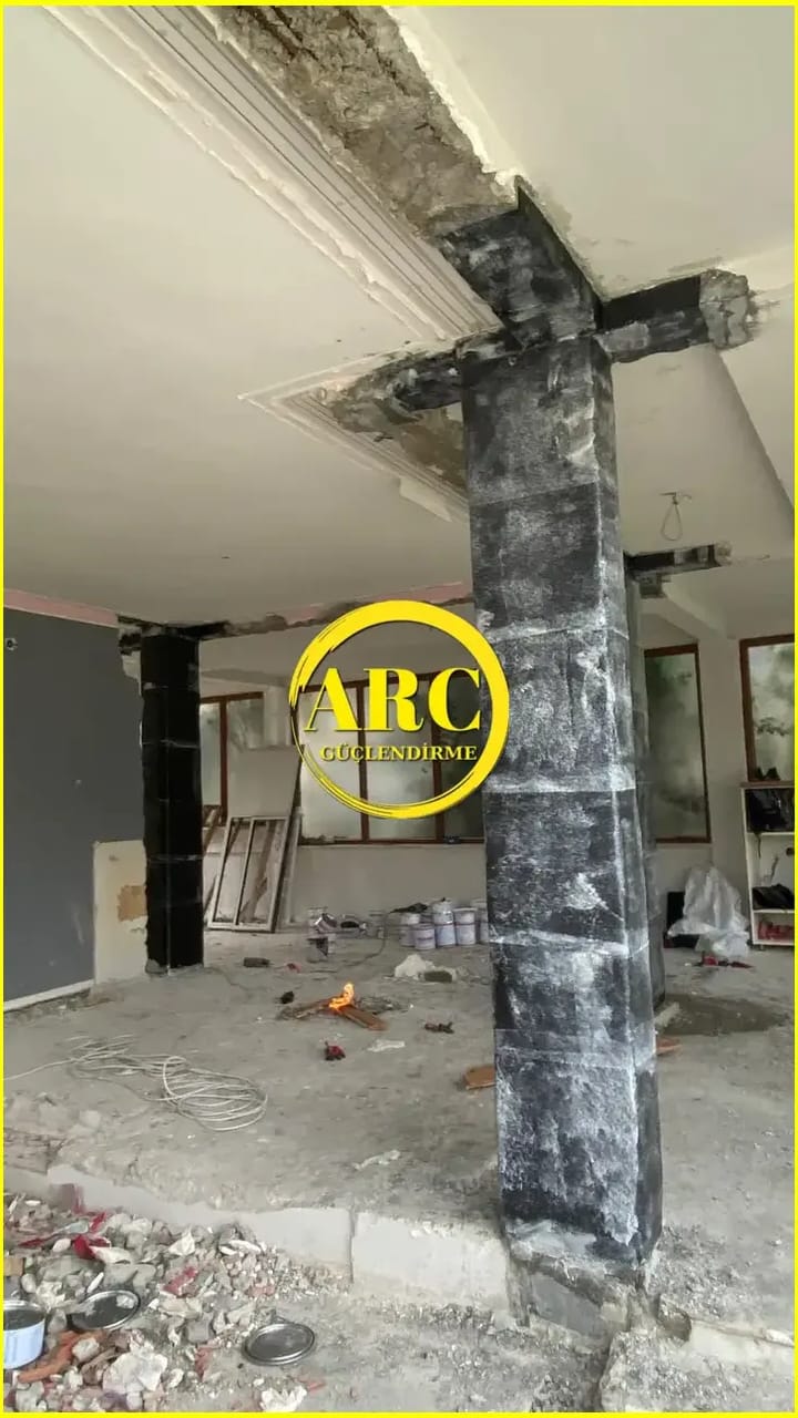 Kocaeli'deki yapilarda uygulanan karbon fiber guclendirme teknolojisi.