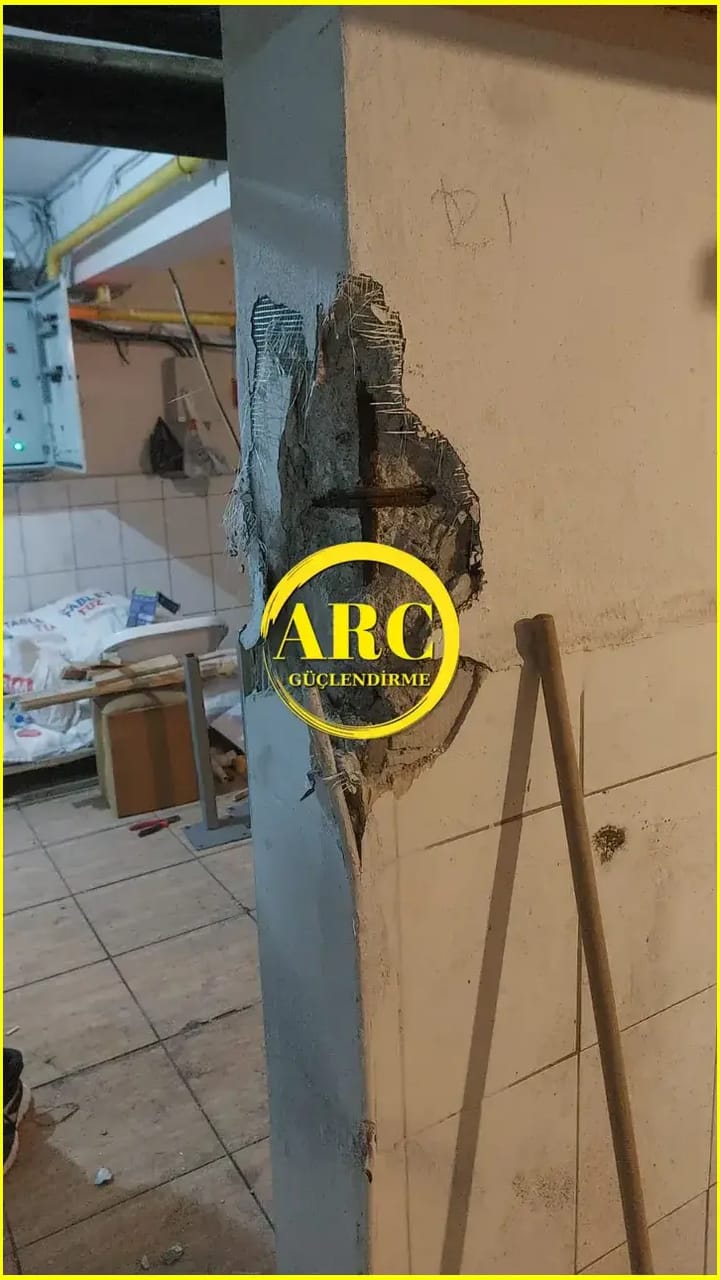 Trabzon kolonda karbon fiber cfrp guclendirme uygulaması