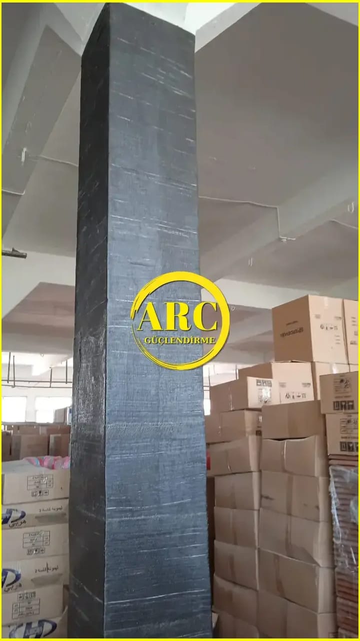 Zonguldak kolon guclendirme CFRP plaka montaji calismasi